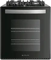 Fogão de Embutir 4 Bocas Atlas UTop Mesa de Vidro Preto Bivolt