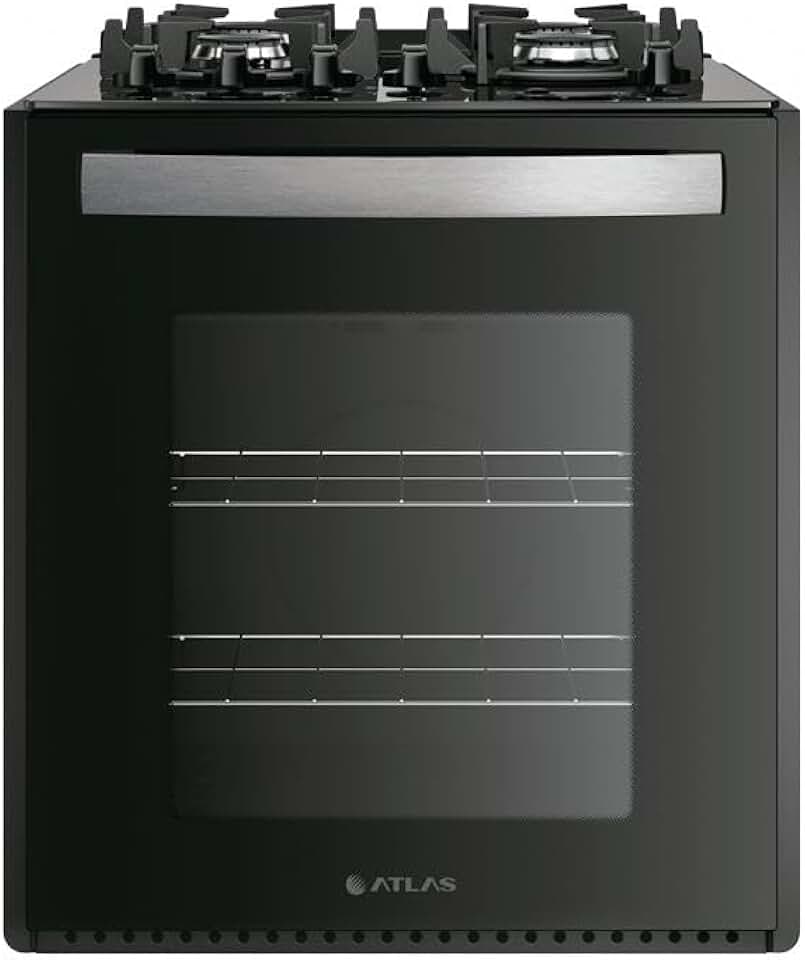 Fogão de Embutir 4 Bocas Atlas UTop Mesa de Vidro Preto Bivolt