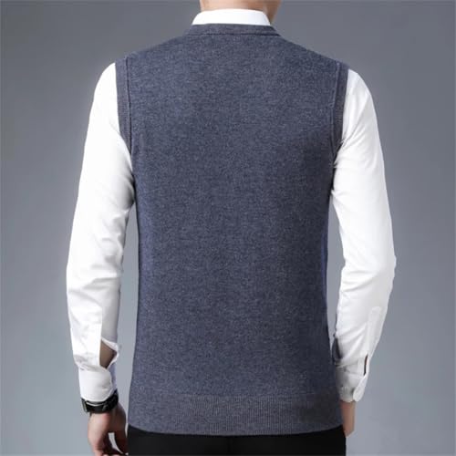 Men Wool Knit Vest Basic Sweater Sleeveless For V Neck Solid Casual Tank3