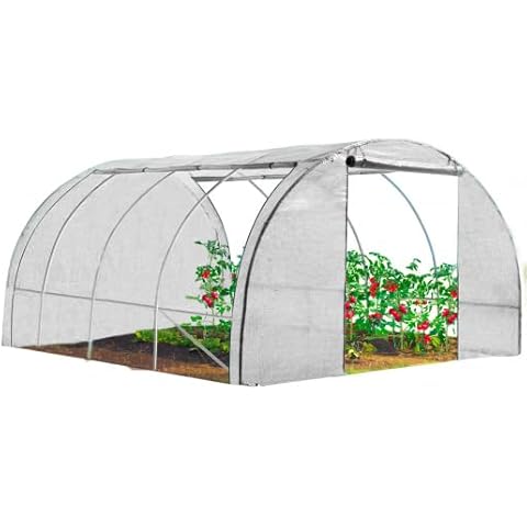 IDMarket - Serre Tunnel de Jardin 4 Saisons 12M² Blanche Gamme maraîchère Zebra 4x3M Cover