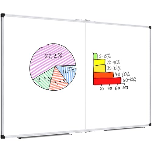 Image of XBoard Magnetic Whiteboard 60 x 36 Inch, Foldable Dry Erase White Board with Aluminium Frame & Marker Tray 5' x 3', Wall Mounted Folding Message Presentation Board