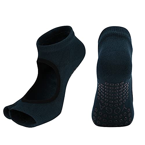 135 Open Toe Socks Women Non Slip,Toeless Yoga Socks,Slipper Socks,Grip Sock For Pilates,Ballet,Dance,Sport,Barefoot Workout1 Pair (Dark Green) #TOP25