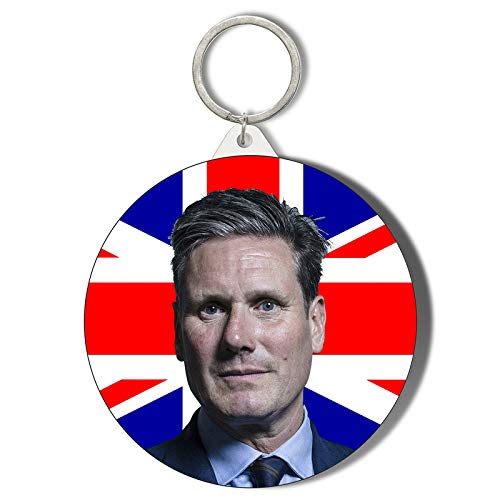 Gift Insanity White Keir Starmer Face In Front Of Union Jack - Vote Labour - 58Mm Large Keyring