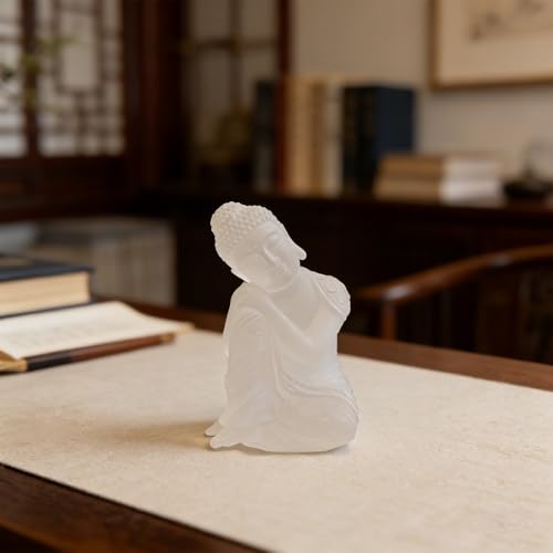 Estatua de Buda Meditando de 5.9 Pulgadas en Resina Blanca miniatura 2