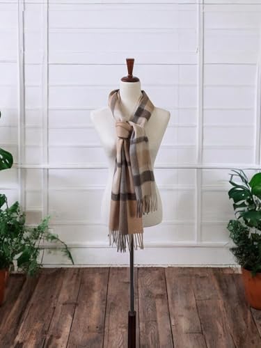 100% Natural Wool Scarf - Solid Plaid Check - Made in Inner Mongolia2