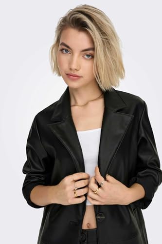 Only Onlheidi Sus Sb Faux Leather Blazer Cc Otw, Nero, L Donna - 3