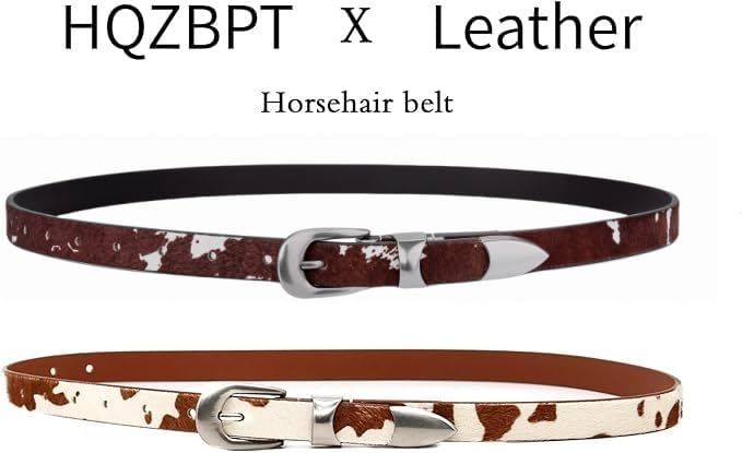 Women's Leather Horsehair Belt, Western Style Fashion Belt for Jeans and Dresses, Premium Textured Casual Accessories - Image 5