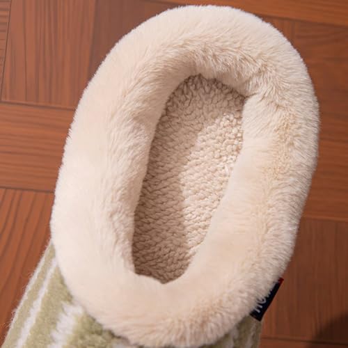 JadeRich Women Men Striped Slippers Soft Warm Fleece Non-Slip Cushioned Home Shoes Indoor Outdoor2