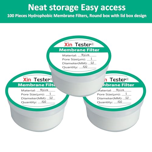Image of Xin Tester 100 Pieces Nylon Disc Membrane Filters, 50 mm Diameter, 3m Pore Size