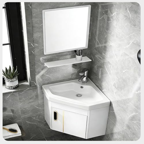Mueble de baño suspendido blanco ideal para aseos de cortesía elegantes 8