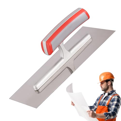 Cazzuola piatta per muratura, in acciaio inox, per finitura in calcestruzzo, set di cazzuole leggere per finitura in muratura, con manico in legno, per calcestruzzo, cemento, 25 cm
