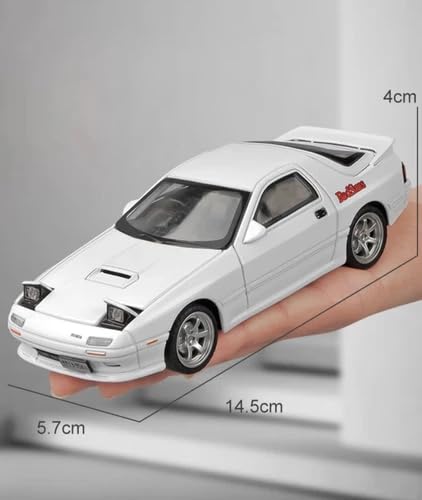 Image of 1:32 Mazda RX-7 Diecast Metal Car Model, Pull Back Toy Car with Openable Doors, Sound & Light Effects, Alloy Vehicle for Kids Boys Girls & Collectors (White)