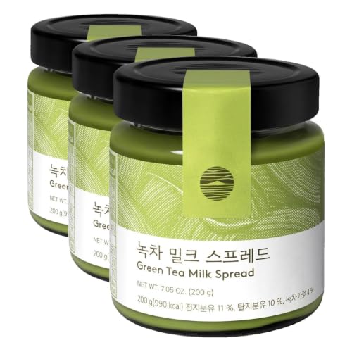 Image of OSULLOC Green Tea Milk Spread (7.05 oz, 200g), Made of Finest Matcha from Jeju Island, Matcha-Infused Spreads (Pack of 3)