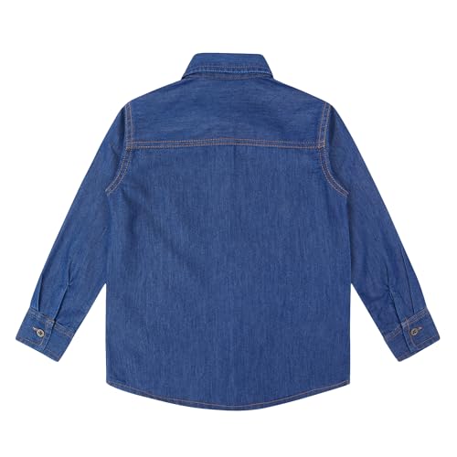 Image of superminis Boy's Full Sleeves Denim Relaxed Fit Shirt With Collared Neck