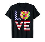 Patriotic 4th of July USA Flag Autism Awareness Day Themed T-Shirt