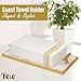 Guest Towel Holder Tray for Bathroom - Premium Marble Tray With Gold Rim - Bathroom Hand Towel Tray, The Perfect Vanity Tray for Bathroom.
