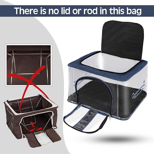 Image of Storite Nylon 3 Pack 33 L PVC Transparent Moisture Proof Storage box for Clothes Closet Wardrobe Organizer for Clothes Saree Bags with Carry Handle (DarkBlue, 44L x 31W x 24H cm)