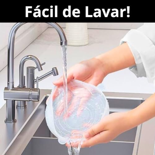 Kit de Tampas de Silicone Reutilizáveis Premium Flexíveis Herméticas e Ecológicas Compatíveis com Di