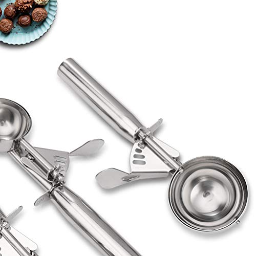 Yardwe 3 peças de colheres de sorvete de aço inoxidável com gatilho Melon Baller Cookie Spoon para C