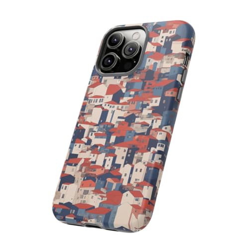 Coque rigide mate iPhone 14 Pro Max toits rouges anti-choc chic - 2
