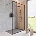 Produktbild Schulte Duschwand Alexa Style 2.0 Duschwand Walk In, Black Style, 140 x 200 cm, 6 mm Sicherheitsglas mit Dekor Frame fixil beschichtet, schwarz