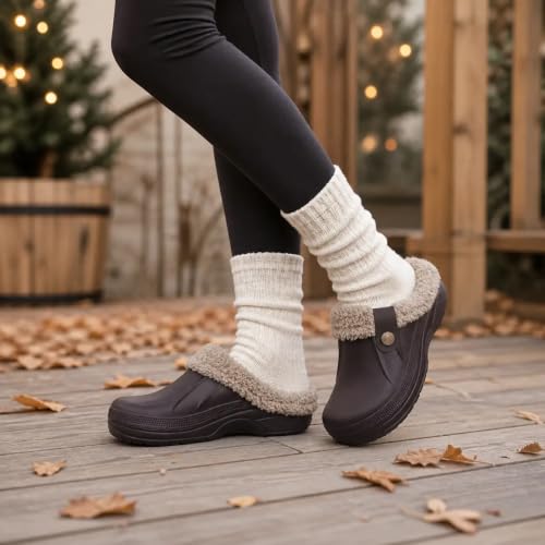 Image of Beslip Fur Lined Clogs for Women & Men Fuzzy Slippers with Memory Foam