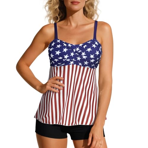 Image of Century Star Women Modest Tankini Swimsuits | two piece tummy control bathing suit with tops and high waisted shorts perfect for beach vacation or pool party
