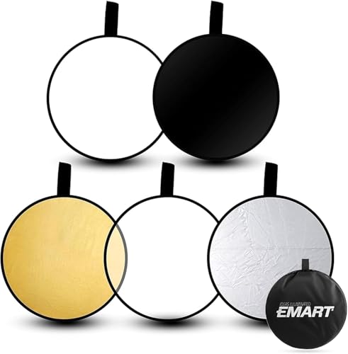 EMART 5-in-1 Fotografie Licht Reflector, 80cm Faltbarer Lichtreflektor mit Tragetasche, Kamera Faltreflektor für Fotostudio Diffusor Außenbeleuchtung...