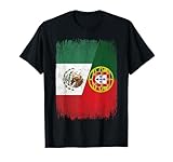 Half Mexico Portugal Flag Mexican Portuguese Roots T-Shirt