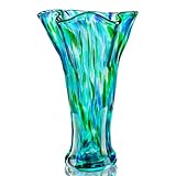 Green Blown Glass Vase for Flowers, 9.6