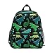 Childish Dinosaur Preschool Backpack with Chest Strap,Mini Toddler Backpack with Name Tag Daycare Toy Bag for Boys Girls,10 x 4x 12 Inches