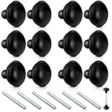 Saillong 6 Sets Vintage Style Door Knob Set with Spindle, Old Style Door Knob Replacement with Electroplate Design, 2.2inch, Outside Diameter for Interior Doors(Matte Black)