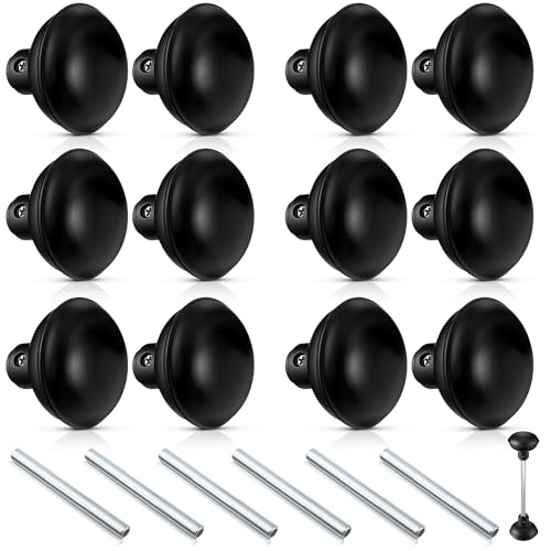 Saillong 6 Sets Vintage Style Door Knob Set with Spindle, Old Style Door Knob Replacement with Electroplate Design, 2.2inch, Outside Diameter for Interior Doors(Matte Black)