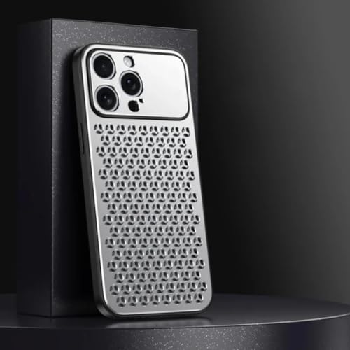 Coque en alliage d'aluminium iPhone 16 argentée au design métallique premium