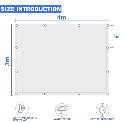 Bâche imperméable blanche en polyéthylène de 3x4m pour protection extérieure