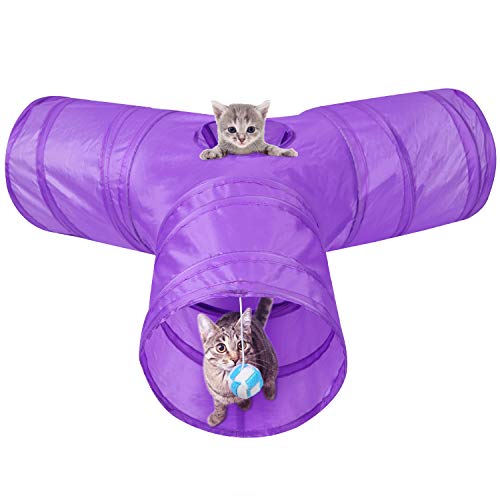 MFEI Cat Play Tunnel, Pet Tunnel 3-Wege Crinkle Collapsible Tube Toy Tunnel für Katzen Kaninchen, Hunde, Haustiere Vatertagsgeschenk für Sein Haustier