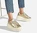 LUCKY STEP Women's Platform Fashion Sneakers Classic Wedge Canvas Casual Low Top Retro Walking Shoes(Gold,7 B(M) US)