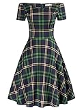 50s Dress Vintage Plaid Party Dress Wear to Work Plus Size 2XL Green