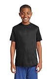 Dri-Wick Youth Sport Performance Moisture Wicking Athletic T-Shirt (Medium, Black)