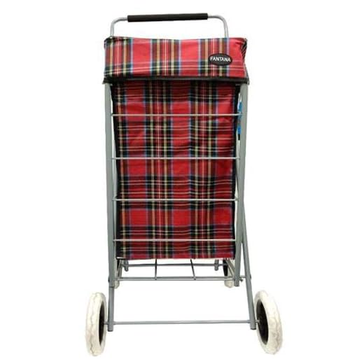 47 L Tartan med stor kapacitet 4 hjul hopfällbar hopfällbar ram shoppingvagn, lätt kundvagn 2021 modell kundvagn, kundvagnsdesign väsentlig hållbar stabil hjulväska (röd)