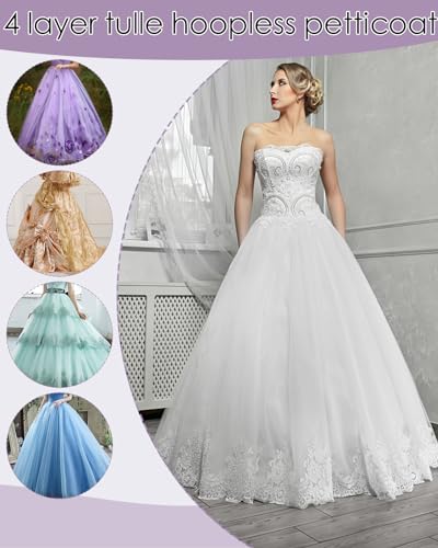 Hoopless Petticoat Crinoline Women Slips A Line Underskirt for Wedding Dress2