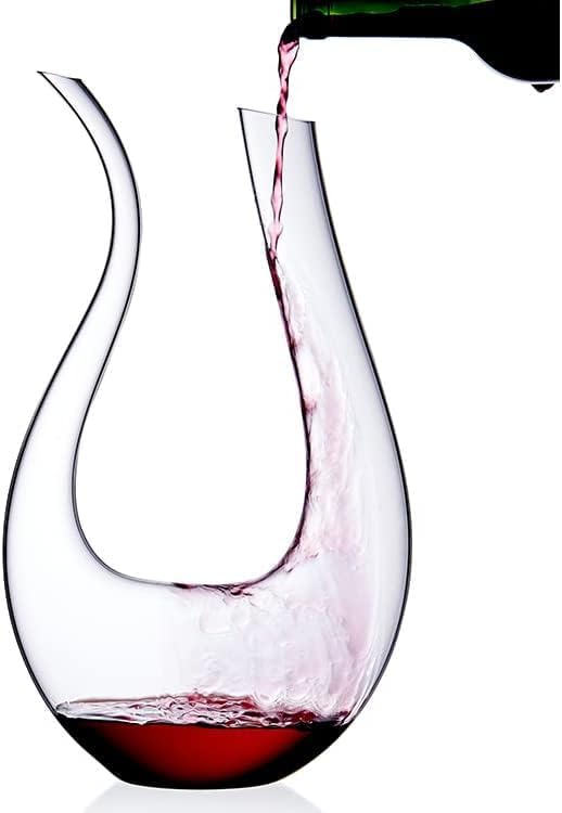 Miniatura 2 de King Crystal Jarra decantadora de vino  Forma de U  Soplada a mano  Jarra de vino de cristal de 34 onzas  Para bar en casa  100% plomo  Vidrio de