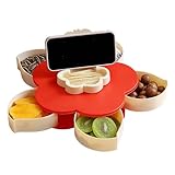 Serviertablett mit Trennwänden | 985 g Blütenförmige drehbare Box | Snacktablett | für Picknicks, Partys, Buffets, Brunches, Abendessen, Mittagessen, Zuhause, Outdoor, Campings, Strände,