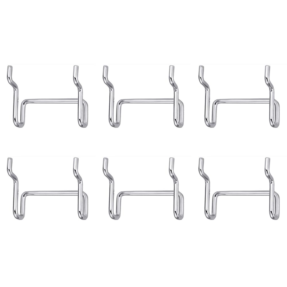 6 ganci per pannello forato, in metallo, 5 cm, resistenti, accessori per pannello forato per garage, ufficio, officina, banco da lavoro