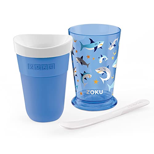 ZOKU Original Slush and Shake Maker - Slushy Cup für Einzelportions-Slushies, Frucht-Smoothies und Milchshakes in wenigen Minuten, BPA-frei, Hai – Bild 3