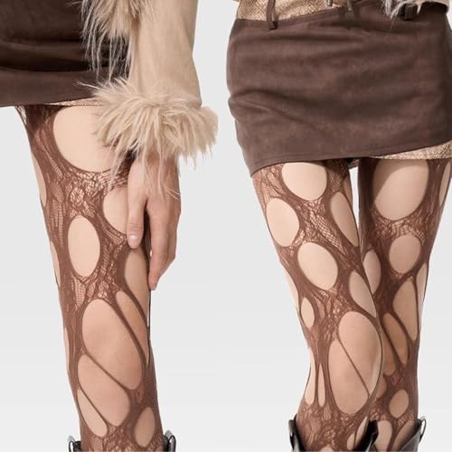 Ripped Tights Fishnet Stocking Women Ragged Pantyhose Hosiery Gothic Perforated Lace Clothing Halloween Party Accessories2