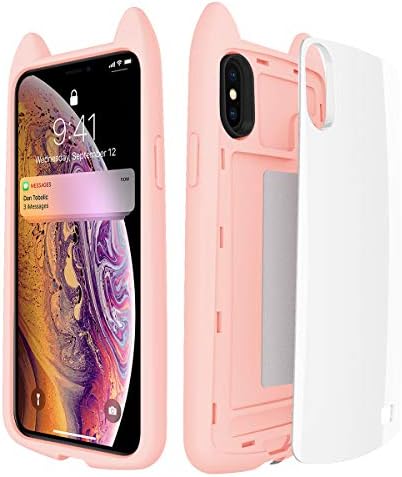 Sahiyeah for iPhone Xs Case,iPhone X Case, Clear Hybrid Protective Case Slim PC+TPU Hard Case Cat Ear Shape Smooth Shockproof DropProof Cover Compatible for iPhone Xs 2018, iPhone X 2017 5.8 Inch