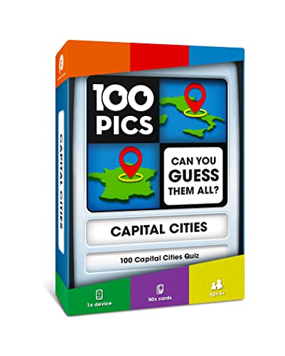 100 PICS Capital Cities Game | Kids Games | Card Games & Fun Travel Games | Toys & Games | Card Games for Adults and Kids | Family Games | Beach Games | Geography Games | Kids Travel | Ages 6+