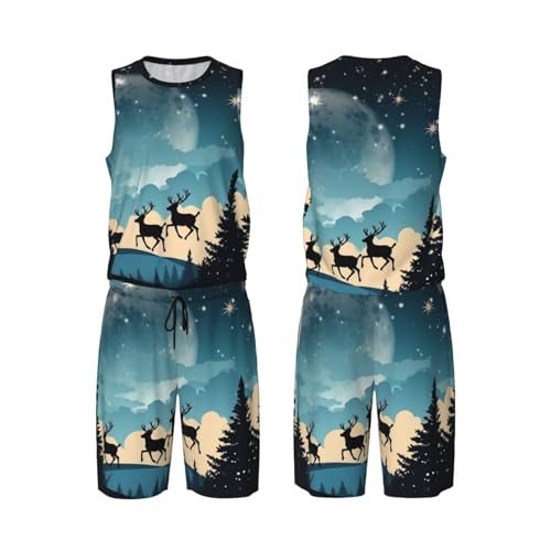 Maillot de basket-ball d'hiver de Noël pour homme avec gilet et short de sport 2 pièces