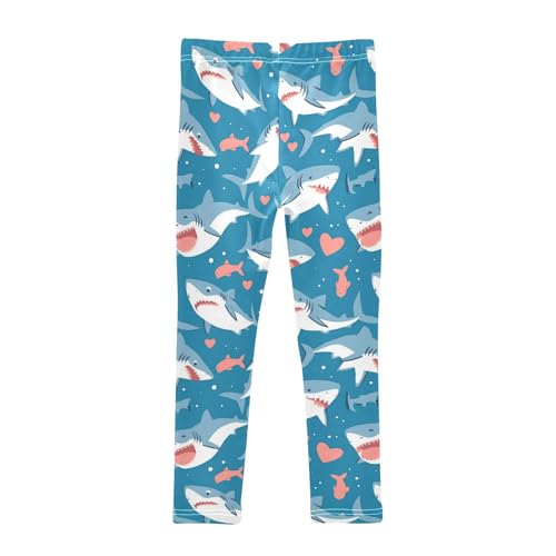 Cute Sharks Girls' Leggings Toddler Doodles Hearts Kids Yoga Pants Dance Active Tights 4T2